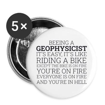 Geophysicist Riding A Bike Geophysics - Buttons groß 56 mm (5er Pack) - Weiß - Vorne