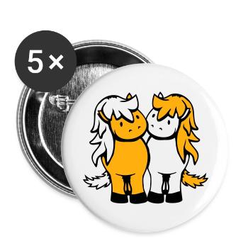 2 Chevaux Homme Femme Amoureux Amis Amour Équipe - Lot de 5 grands badges (56 mm) - blanc - Devant