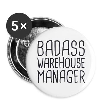 Warehouse Manager Badass - Buttons groß 56 mm (5er Pack) - Weiß - Vorne
