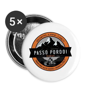 Pordoijoch , Dolomiten , Italien - Buttons groß 56 mm (5er Pack) - Weiß - Vorne