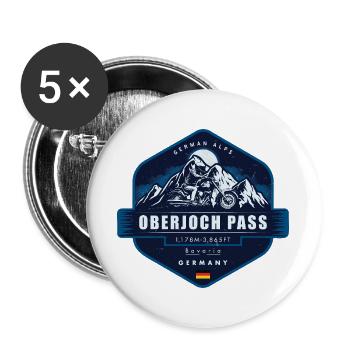 Oberjochpass , Bayern, Deutschland - Buttons groß 56 mm (5er Pack) - Weiß - Vorne