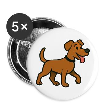 chien - Lot de 5 grands badges (56 mm) - blanc - Devant