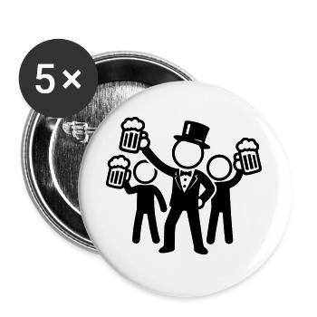 Enterrement de vie de garçon du marié - Lot de 5 grands badges (56 mm) - blanc - Devant