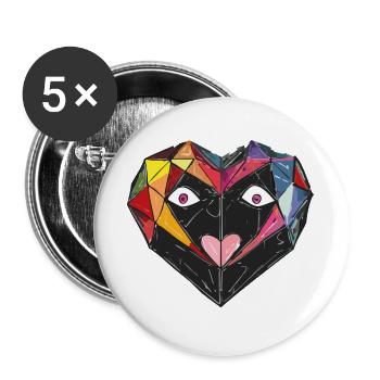 Herz_4 - Lot de 5 grands badges (56 mm) - blanc - Devant