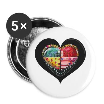 Herz_3 - Lot de 5 grands badges (56 mm) - blanc - Devant