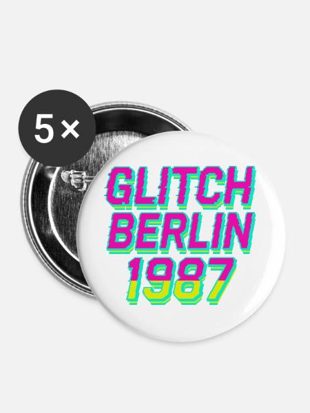Glitch Berlin 1987 - Buttons groß 56 mm (5er Pack) - Weiß