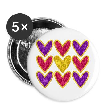HERZ. PAAR. VALENTINSTAG. GERADE VERHEIRATET. Junggesellinnenabschied. - Buttons groß 56 mm (5er Pack) - Weiß - Vorne