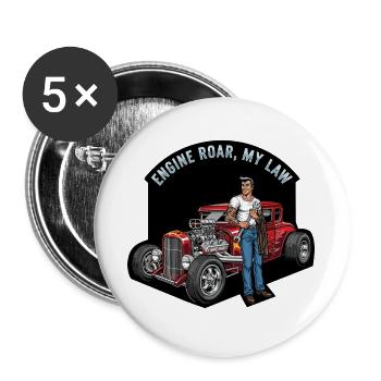 Hot engine and rebellious style - Buttons large 2.2''/56 mm (5-pack) - white - Front