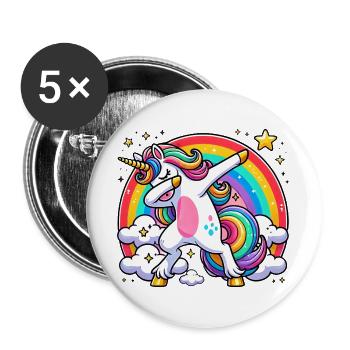 Dabbing Licorne Arc-en-ciel Licorne Enfants - Lot de 5 grands badges (56 mm) - blanc - Devant