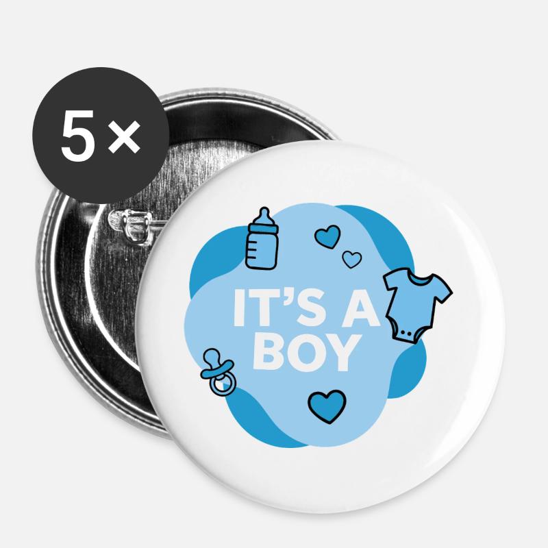 It's a Boy Baby baby shower - Buttons large 2.2''/56 mm (5-pack) - white