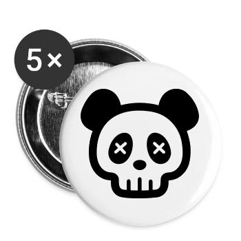 Panda Totenkopf Skelett - Buttons groß 56 mm (5er Pack) - Weiß - Vorne