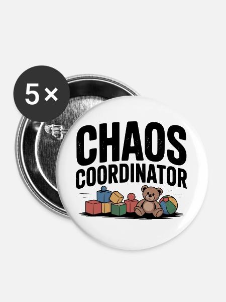 Chaoskoordinator - Buttons groß 56 mm (5er Pack) - Weiß