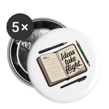 Conception de journal d'idées de vol inspirant - Lot de 5 grands badges (56 mm) - blanc - Devant