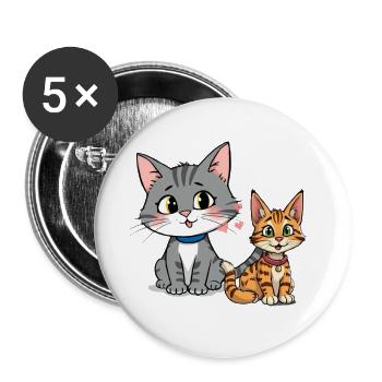 Illustration de copain de chat ludique - Lot de 5 grands badges (56 mm) - blanc - Devant
