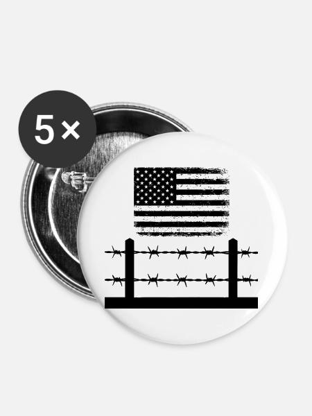 Stacheldraht Amerika - Buttons groß 56 mm (5er Pack) - Weiß