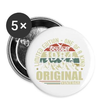 oktober 1984 - Geschenk zum 41.Geburtstag oktober  - Buttons groß 56 mm (5er Pack) - Weiß - Vorne