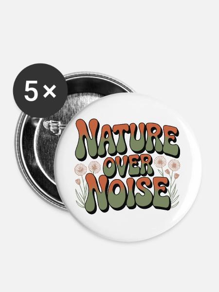Abenteuer - Natur statt Lärm - Buttons groß 56 mm (5er Pack) - Weiß