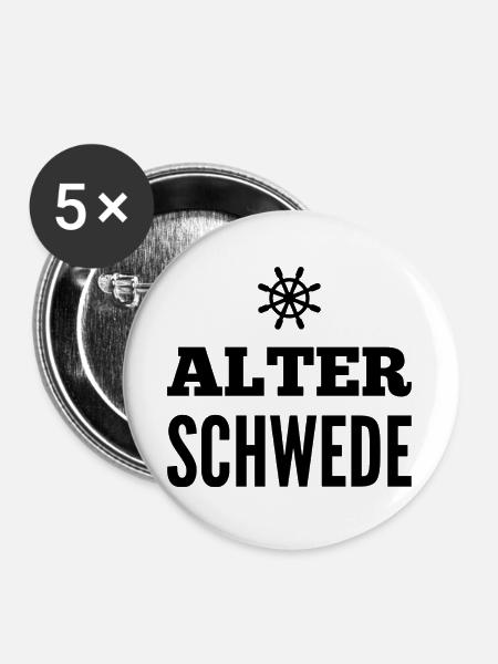 Alter Schwede Fun Design - Buttons groß 56 mm (5er Pack) - Weiß