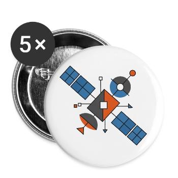 Futuristische Geometrische Satelliten - Buttons groß 56 mm (5er Pack) - Weiß - Vorne