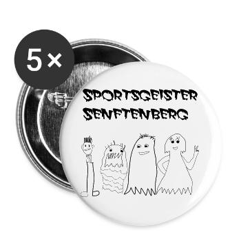 SportsGeisterSFB avec lettrage - Lot de 5 grands badges (56 mm) - blanc - Devant