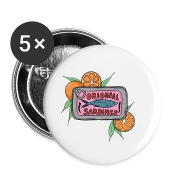 Les sardines originales peuvent être conçues par le pop art avec des oranges - Lot de 5 grands badges (56 mm) - blanc - Devant