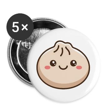 Adorable Dumpling Kawaii Food - Buttons large 2.2''/56 mm (5-pack) - white - Front