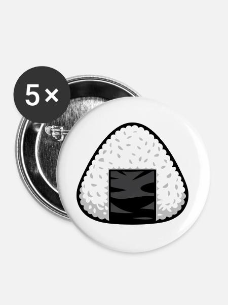 Onigiri-Reis - Buttons groß 56 mm (5er Pack) - Weiß