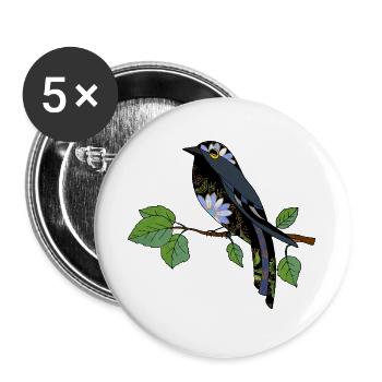 Bunter Vogel - Buttons groß 56 mm (5er Pack) - Weiß - Vorne