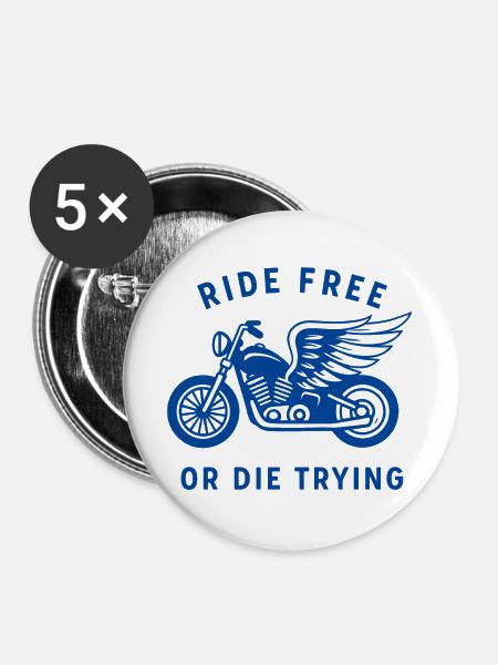 Winged Bicycle Ride Free Design - Buttons groß 56 mm (5er Pack) - Weiß