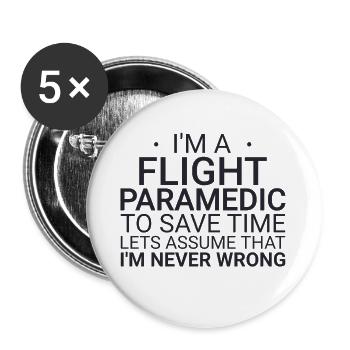 Flight Paramedic Never Wrong Air Rescue - Buttons large 2.2''/56 mm (5-pack) - white - Front