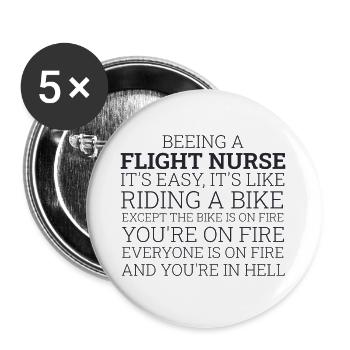 Flight Nurse Riding A Bike Luftrettung - Buttons groß 56 mm (5er Pack) - Weiß - Vorne