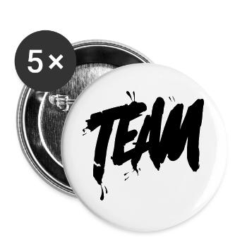 Team Schriftzug - Buttons groß 56 mm (5er Pack) - Weiß - Vorne