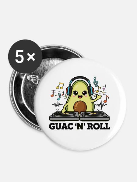 Guac Beats - Buttons groß 56 mm (5er Pack) - Weiß