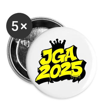Enterrement de vie de garçon 2025 Enterrement de vie de garçon - Lot de 5 grands badges (56 mm) - blanc - Devant