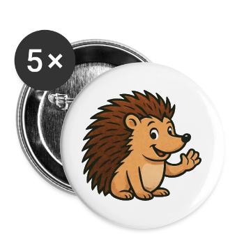 Hérisson mignon avec un visage heureux - Lot de 5 grands badges (56 mm) - blanc - Devant