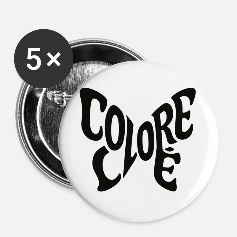 Butterfly silhouette Modern design - Buttons large 2.2''/56 mm (5-pack) - white