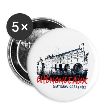 Château de la Loire, Chateau de Chenonceaux - Buttons large 2.2''/56 mm (5-pack) - white - Front