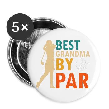 Best Grandma By Par Funny Golf Pun For Women - Buttons large 2.2''/56 mm (5-pack) - white - Front