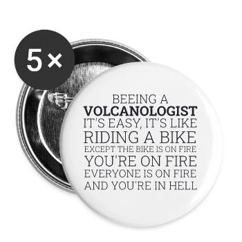 Volcanologist Riding A Bike Volcanology - Buttons groß 56 mm (5er Pack) - Weiß - Vorne