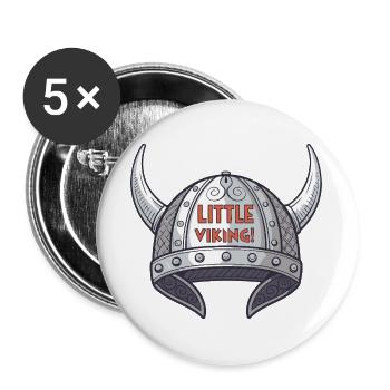 Petit Viking Casque - Lot de 5 grands badges (56 mm) - blanc - Devant