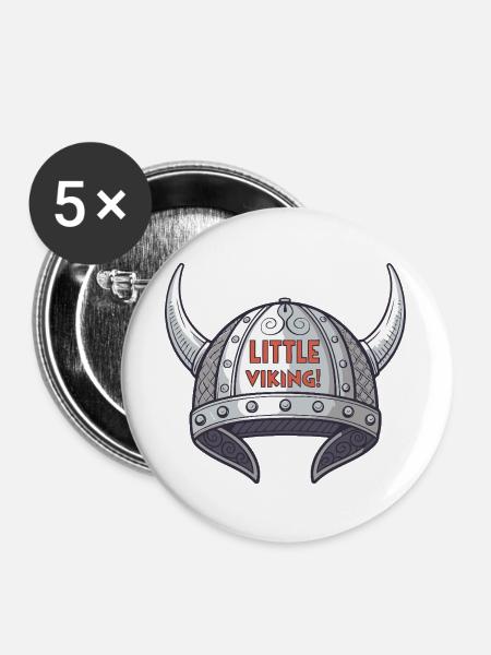 Kleiner Wikingerhelm - Buttons groß 56 mm (5er Pack) - Weiß