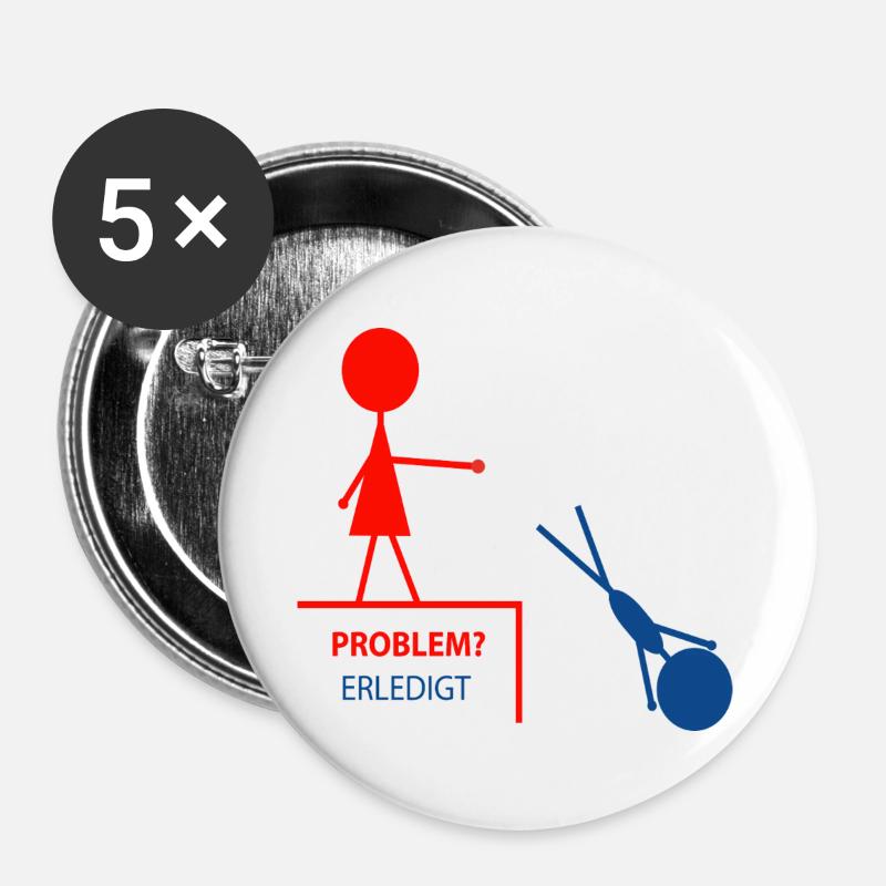 Funny saying – problem? Done! - Buttons large 2.2''/56 mm (5-pack) - white