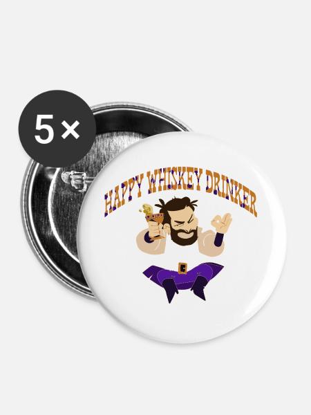 Whiskey Spruch Whiskeytrinker Whiskeyliebhaber - Buttons groß 56 mm (5er Pack) - Weiß