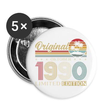 35th Birthday Original October Vintage 1990 - Buttons large 2.2''/56 mm (5-pack) - white - Front