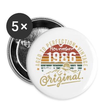november 1986 birthday november 1986 - Buttons large 2.2''/56 mm (5-pack) - white - Front