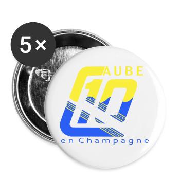 Logo 10 Aube - Lot de 5 grands badges (56 mm) - blanc - Devant