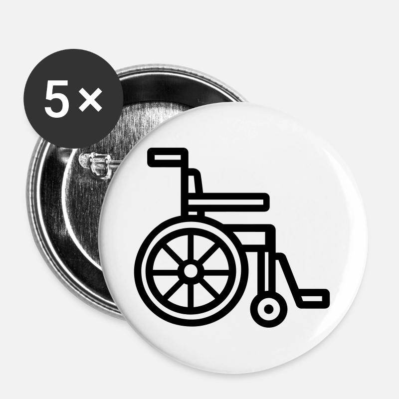 Rollstuhl - Buttons groß 56 mm (5er Pack) - Weiß
