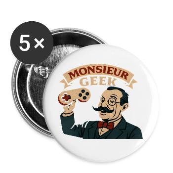 Mr. Geek Retro Game - Buttons large 2.2''/56 mm (5-pack) - white - Front