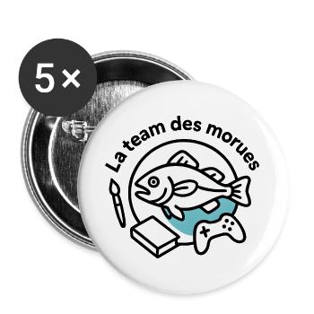 Poisson Artiste Gamer - Lot de 5 grands badges (56 mm) - blanc - Devant