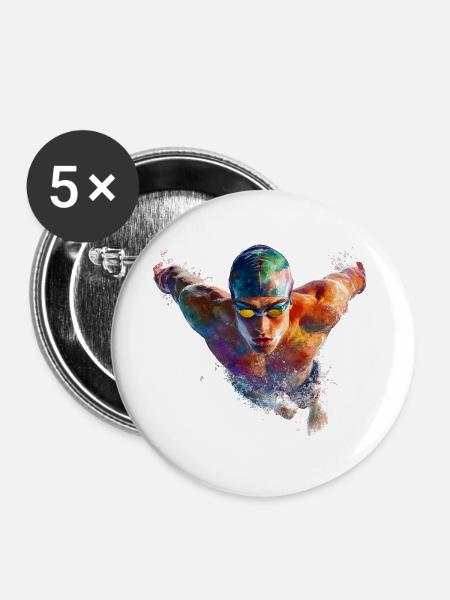 Wasserschwimmer Farbexplosion - Buttons groß 56 mm (5er Pack) - Weiß